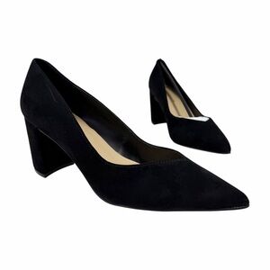 Marc Fisher Women's Caitlin Slip-On Block Heel Pumps Black Suede Size 9.5M